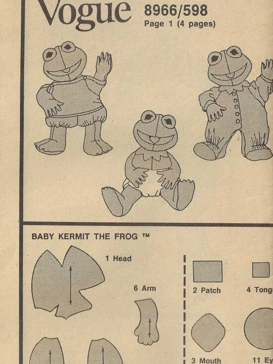 Baby Kermit the Frog Muppet Baby Vogue Pattern 8966 - Picture 2 of 3
